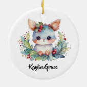 ウッドランドバニーラバパーソナライズされたス セラミックオーナメント (裏面)