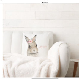 ウッドランドバニーラビットウォーターカラーパーソナライズされた名 クッション