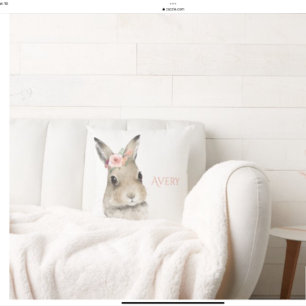 ウッドランドバニーラビットウォーターカラーパーソナライズされた名 クッション