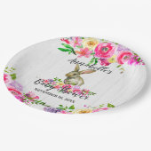 ウッドランドバニーラビットウォーターカラーフローラベビーシューウェ ペーパープレート (アングル)