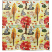 ウッドランドバニーラビットウォーターカラー シャワーカーテン (正面)