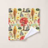 ウッドランドバニーラビットウォーターカラー バスタオルセット (ウォッシュタオル)