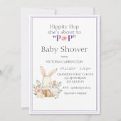 ウッドランドバニーラビットパープルモダン 招待状 (正面)