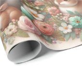 ウッドランドバニー及びキツネ動物包装紙 ラッピングペーパー (ロールコーナー)