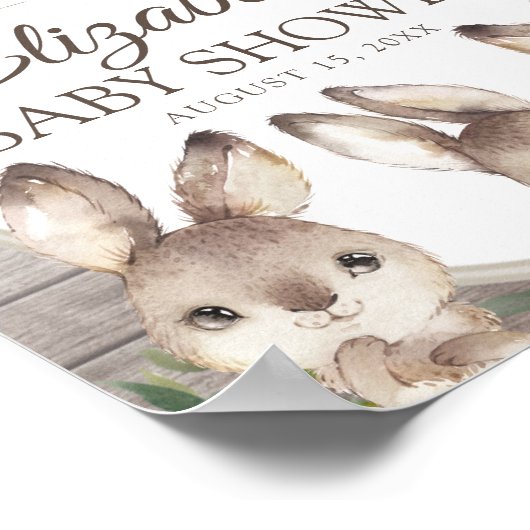 ウッドランドバニー男女兼用ベビーシャワーへようこそ ポスター (角)