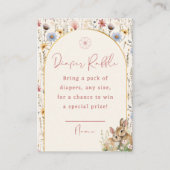 ウッドランドバニー魅力的ワイルドフラワーおむつラッフル エンクロージャーカード (正面)