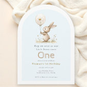 ウッドランドバニー1歳の誕生日アーチインビテーション 招待状