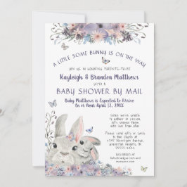 ウッドランドバニー フローラル パープル ベイビーシャワー バイ メール 招待状