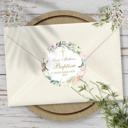 ウッドランドバラガーランドバプテスマ《キリスト教》洗礼式や命名式 ラウンドシール