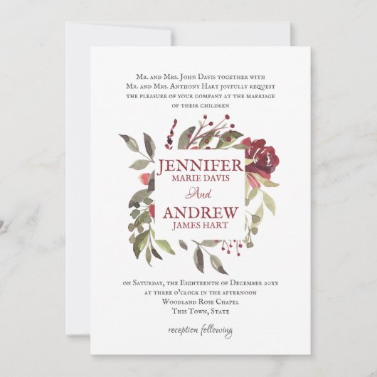 ウッドランドバラスクエアフレーム 招待状 (正面)