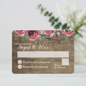 ウッドランドバーガンディ素朴フラワーズバーンウェディングRSVP 招待状 (スタンド正面)