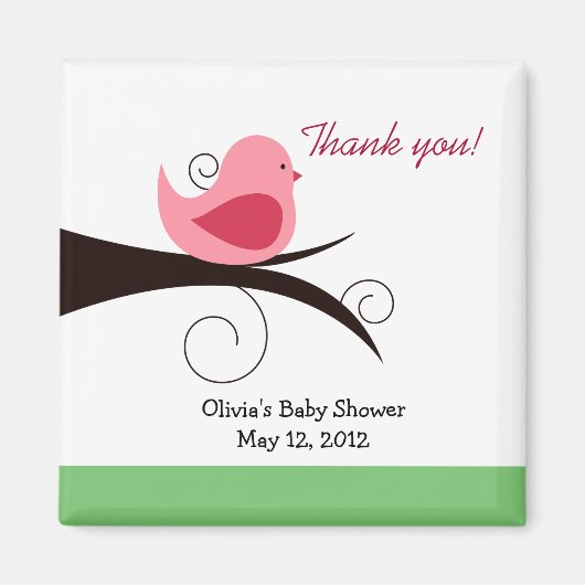 ウッドランドバーディ（ピンク）赤ちゃんシャワー好きマグネット マグネット (正面)