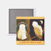 ウッドランドバーンフクロウファミリー マグネット (正面/裏面)