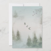 ウッドランドパインアイボリー水色フローラズインビ 招待状 (裏面)