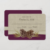 ウッドランドパインコーン深いプラム応答カード 出欠カード (正面/裏面)