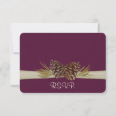 ウッドランドパインコーン深いプラム応答カード 出欠カード (裏面)