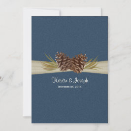 ウッドランドパインズネイビーブルー結婚ズ 招待状