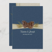 ウッドランドパインズネイビーブルー結婚ズ 招待状 (正面/裏面)