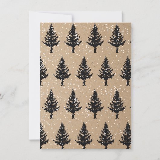 ウッドランドパインツリースノーウィーウィンターウェディング 招待状 (裏面)