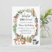 ウッドランドパインツリーズウィンターワンダーランド誕生日 招待状 (スタンド正面)