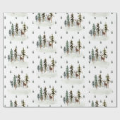 ウッドランドパインツリーフォレストトナカイ包装紙 ラッピングペーパー (フラット)