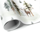 ウッドランドパインツリーフォレストトナカイ包装紙 ラッピングペーパー (ロールコーナー)