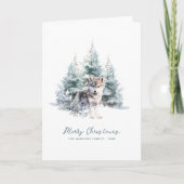 ウッドランドパインフォレストウルフメリークリスマスフォールディング シーズンカード (正面)