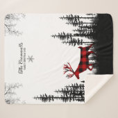 ウッドランドパインフォレストスタッグファミリークリスマス名 シェルパブランケット (正面(横))