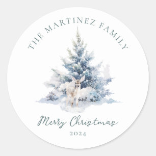 ウッドランドパインフォレストディアメリークリスマス ラウンドシール