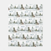 ウッドランドパインフォレストトインデアスタグ&ドーフリースBl フリースブランケット (正面)