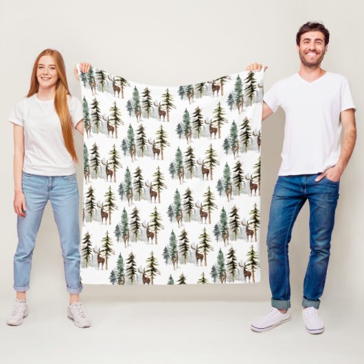 ウッドランドパインフォレストトナディアスタッグ&ドー フリースブランケット (インサイチュ)