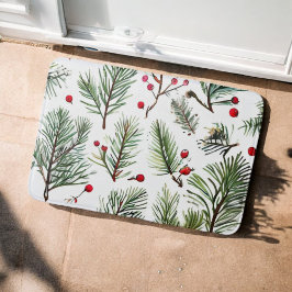 ウッドランドパイン&レッドベリーズホリデイデザイン バスマット