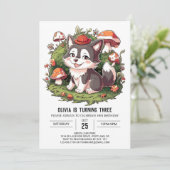 ウッドランドパステルデジタルウルフ誕生日 招待状 (スタンド正面)