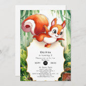 ウッドランドパステルリス誕生日 招待状 (正面/裏面)