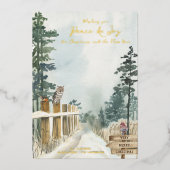 ウッドランドパス平和と喜びの国クリスマス金ゴールド 箔シーズンカード (正面)