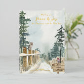 ウッドランドパス平和と喜びの国クリスマス金ゴールド 箔シーズンカード (立ち正面)