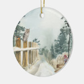 ウッドランドパス水彩画パーソナライズされた像 セラミックオーナメント (左)