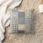 ウッドランドパッチワークムース – グレー/タン クッション (ブランケット)