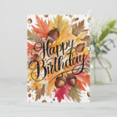 ウッドランドパンプキンオータム秋ハッピーバースデー カード (スタンド正面)