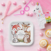 ウッドランドパーソナライズされたをテーマにした赤ちゃんシャワー ペーパープレート (パーティー)