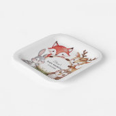 ウッドランドパーソナライズされたをテーマにした赤ちゃんシャワー ペーパープレート (傾斜あり)