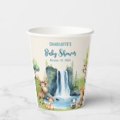 ウッドランドパーソナライズされたアニマルズブルーベビーシャワー 紙コップ (裏面)