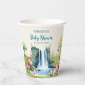 ウッドランドパーソナライズされたアニマルズブルーベビーシャワー 紙コップ (正面)