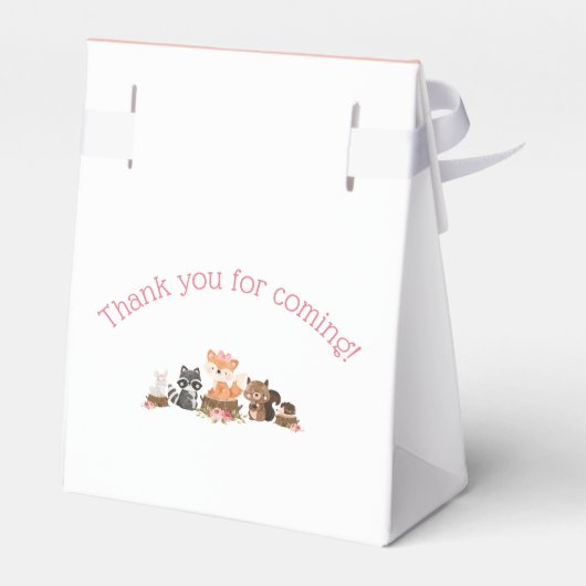 ウッドランドパーソナライズされたアニマルベビーガールシャワー フェイバーボックス (裏面サイド)