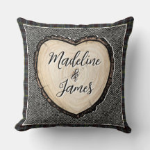 ウッドランドパーソナライズされたカップル名ピロー