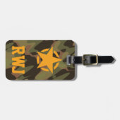 ウッドランドパーソナライズされたカモフラージュ制服 ラゲッジタグ (正面横)