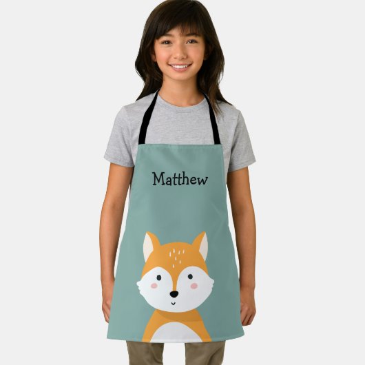 ウッドランドパーソナライズされたキツネキッズエプロン エプロン (インサイチュ)