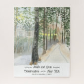 ウッドランドパーソナライズされたパスウォーターカラークリスマス ジグソーパズル (縦)