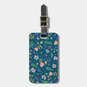 ウッドランドパーソナライズされたフローラネイビーブルーラゲージタグ ラゲッジタグ (正面縦)