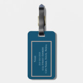 ウッドランドパーソナライズされたフローラネイビーブルーラゲージタグ ラゲッジタグ (裏面縦)